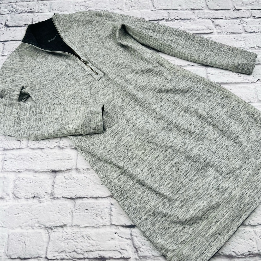 Tommy Bahama Fleece 1/4 Zip Dress XS/S Heathered Grey Long Sleeve Above Knee